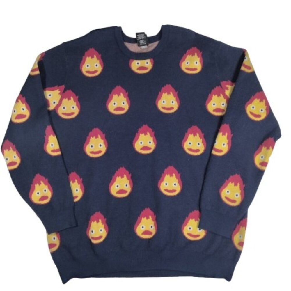 Howls Moving Castle Sweater Mens 3XL Studio Ghibli Calcifer Box Lunch Pullover